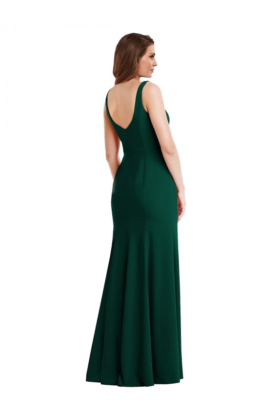 Stretch Crepe Square Neck Trumpet Midnight Green Prom Dress Canada Factory