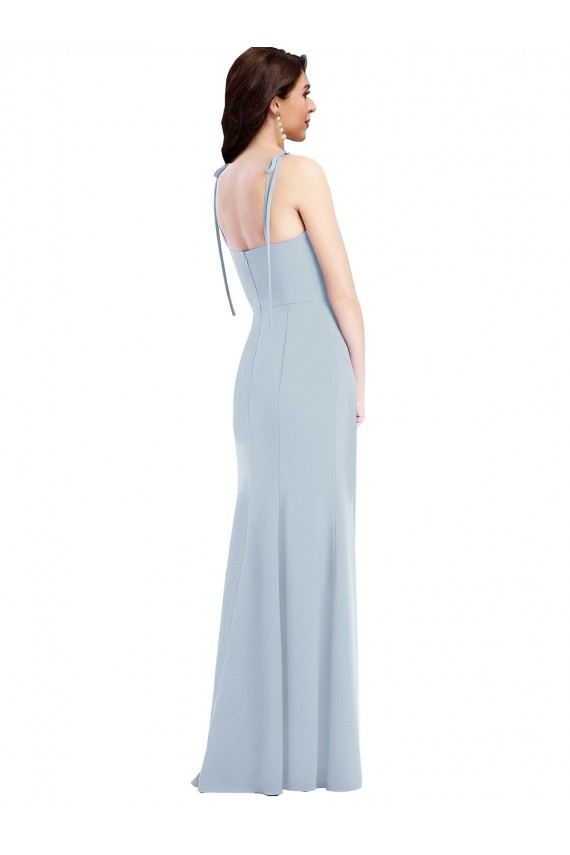 Stretch Crepe Strapless Low Back Trumpet Light Sky Blue Long Prom Dress Canada Factory