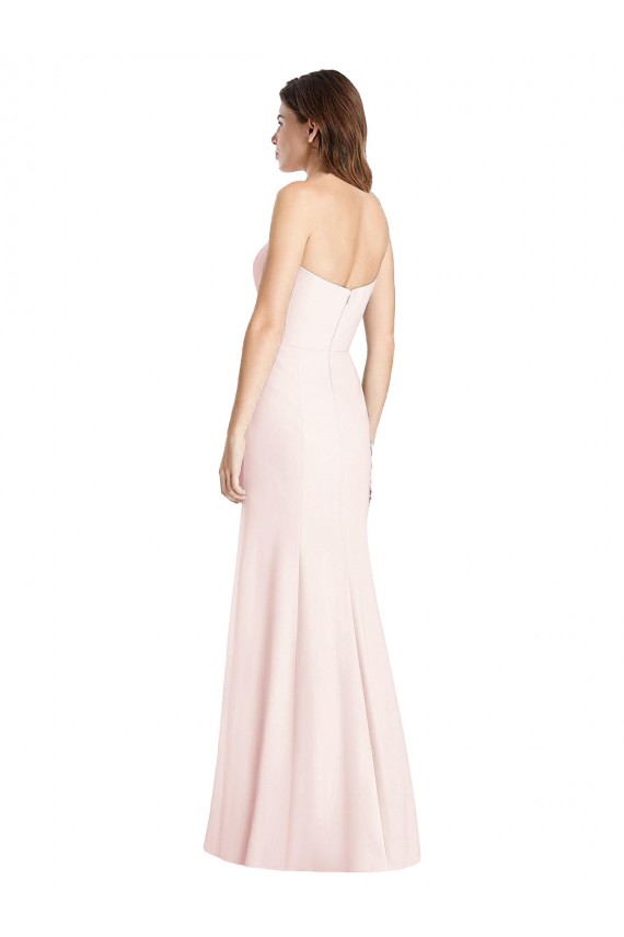 Stretch Crepe Strapless Low Back Trumpet Pink Prom Dress Canada Factory