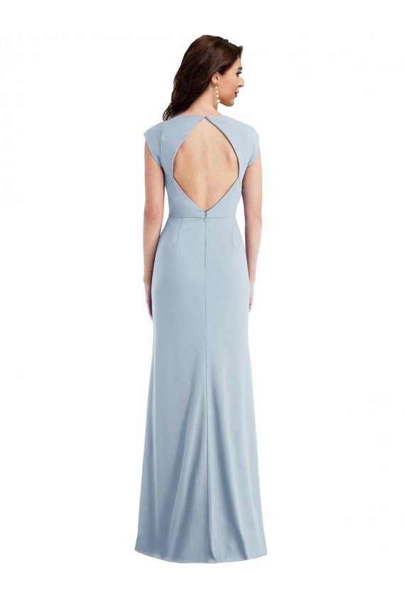 Stretch Crepe Open Back Trumpet Light Sky Blue Prom Dress Canada Factory