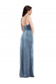 Stretch Velvet Sweetheart Low Back Trumpet Dusty Blue Prom Dress Canada Factory