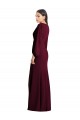 Stretch Crepe V-Neck Trumpet Burgundy Gold Prom Dress Canada Factory