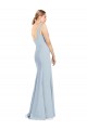 Stretch Crepe V-Neck Low Back Trumpet Light Sky Blue Prom Dress Canada Factory