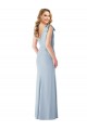 Stretch Crepe V-Neck V-Back Trumpet Light Sky Blue Prom Dress Canada Factory