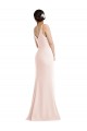Stretch Crepe V-Neck V-Back Trumpet Pink Prom Dress Canada Factory