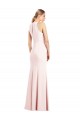 Stretch Crepe V-Neck Keyhole Back Trumpet Pink Prom Dress Canada Factory