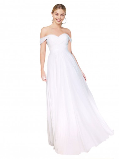 Soft Chiffon High Neck A-Line White Prom Dress Canada Factory