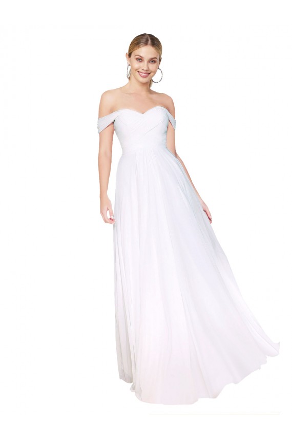 Soft Chiffon High Neck A-Line White Prom Dress Canada Factory