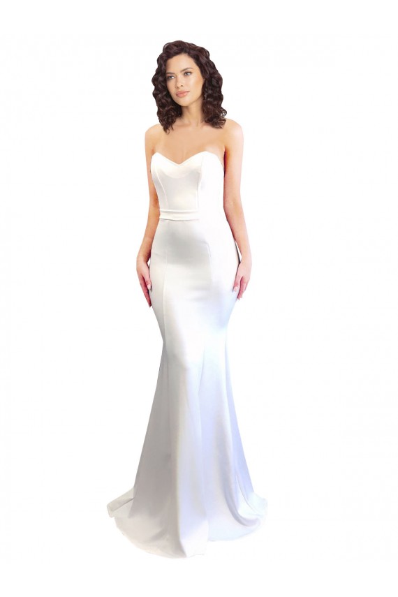 Stretch Crepe High Neck Low Back Mermaid White Prom Dress Canada Factory