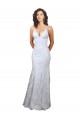 Stretch Crepe & Sequin Tulle High Neck Open Back Mermaid White Prom Dress Canada Factory