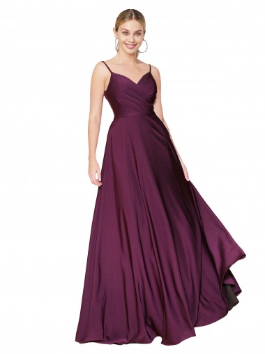 Stretch Crepe High Neck V-Back A-Line Wild Berry Prom Dress Canada Factory